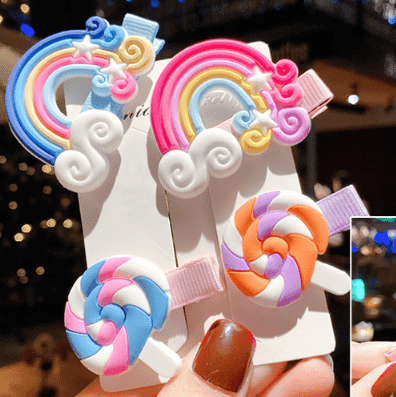 Rainbow cloud, lollipop Stylish Hairpin Set (4pc)