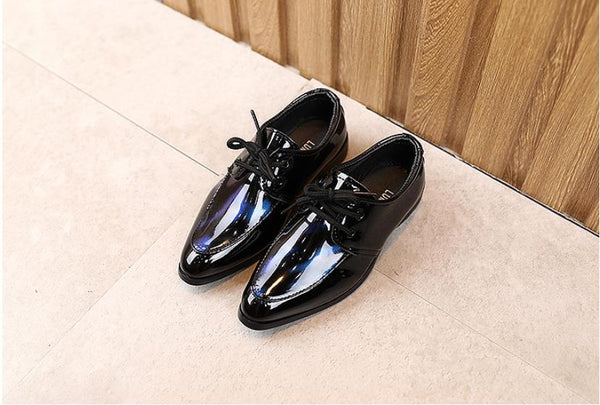 3727 Lether soft bottom shining shoes for boys