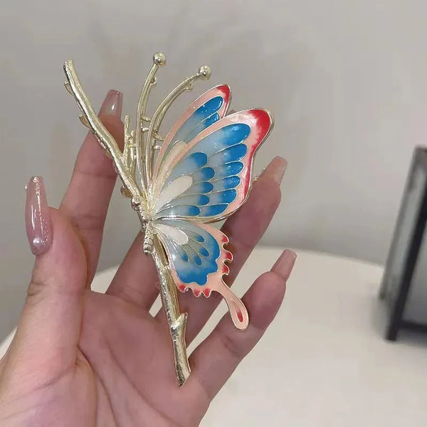 Elegant butterfly hair claw large metal clip for girls