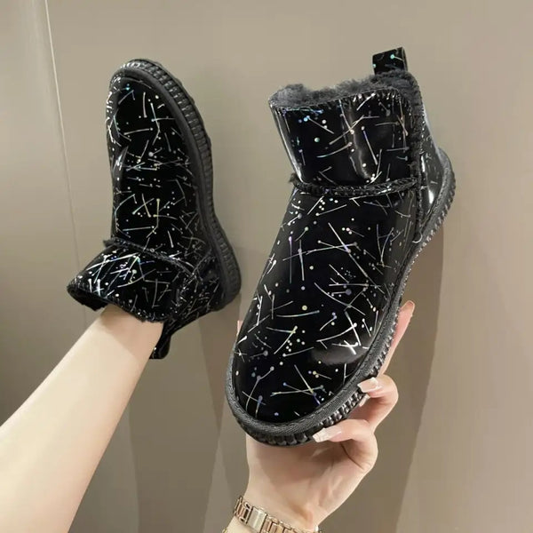 3941 Shiny snow boot inside furr warm shoes for girls