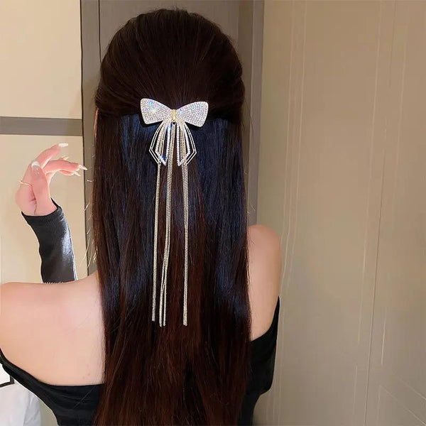 Butterfly knot chain tassel hairpin for girls
