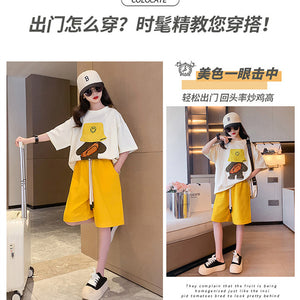 Cartoon style t-shirt with short two pieces dress for girls