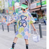 Long top cartoon bear print losse shirt for girls And Boys