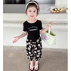 Half sleeve shirt with flower printed trouser dress for girls