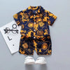 Summer baby clothes set printed shirt with short dress for boys