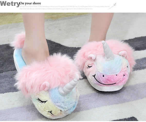 4372 Girls shoes unicorn lovely warm furr slippers for girls 4 to 10 year