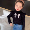Kids fashion top knotbow pinted shirt with jeans pant dress for girls