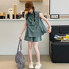 Denim suit sleeveless shirt and short dress for girls