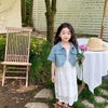 Denim sleeveless jacket with lace 2 pcs dress for girls