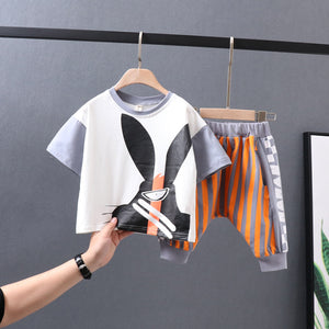 Short sleeve print shirt with short summer dress for boys