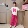 Summer wear letter print shirt and trouser dress for girls