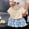 Love small fragrant flower shirt with puffy cake skirt 2 piece dress for girls