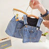 Sleeveless cotton vest top+denim top + denim skirt 3 pcs dress for girls