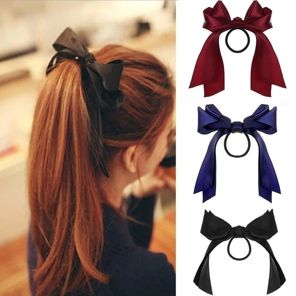 Long ribbon hair bow clip for girls