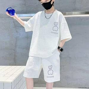 New korean high street fashion t-shirt + short 2 piece dress for boys