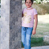 Wild angel patch stylish neck band Top with denim bottom
