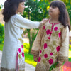 Full embroidery tila work flower style full sleeve dress for girls
