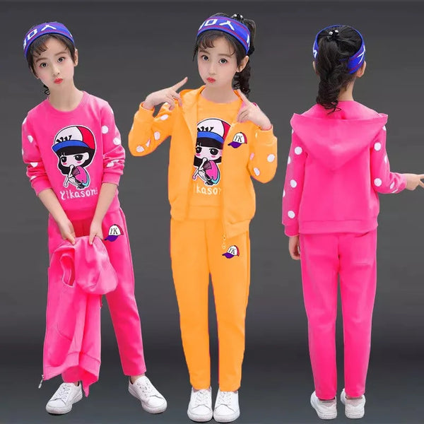 3 pcs Fleece Hoodie + T-shirt + pant tracksuite winter dress for girls warm stuff for girl