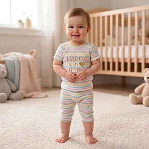 Cotton blended romper strpe style half sleeve dress for girls and boys