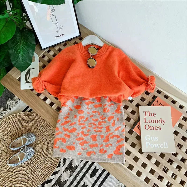 4006 korean style sweater look top with skirt outfit dress for girls