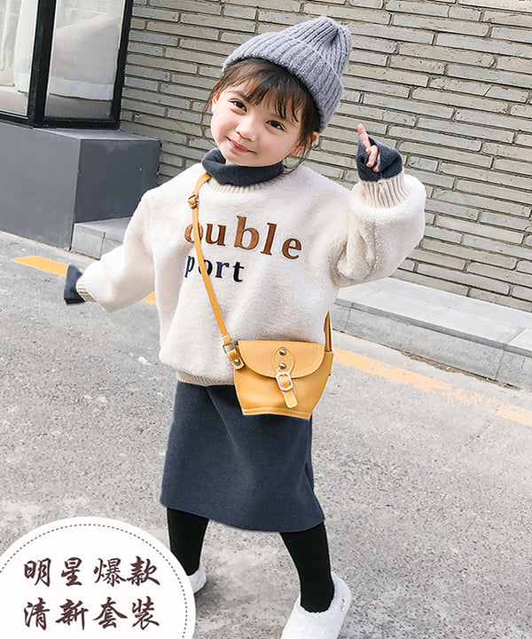 Wool sweater shirt with inner and pencil skirt dress for girls