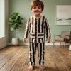 2 piece long sleeve shirt + pant strip dress for girls and boys
