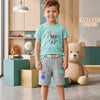 Boys summer casual dress printed shirt + short with belt