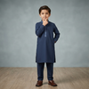 Features a classic straight-cut long kurta with intricate tonal embroidery along the neckline and collar