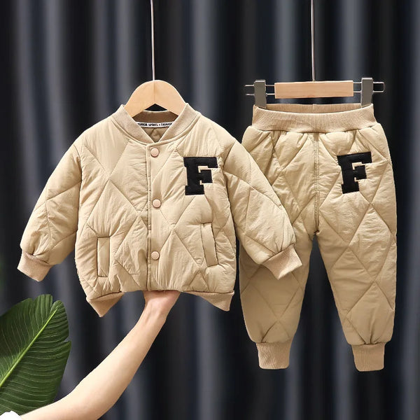4390 Kids wear alphabet fashion warm coat and pant dress for boys
