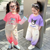Girls clothes casual short sleeve printed shirt and trouser 2 piece dress for girls
