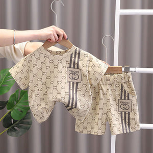 Boys summer outfit set casual half sleeve shirt with short dress for boys