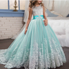 Kids wear Pakistan elegant party long tail sleeveless frock for girls