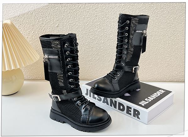 4694 Girls shoes fashion versatile buskle hollow long shoe for girls