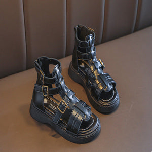 Infant sandals fashion soft bottom cut-out roman sandals back zip for girls