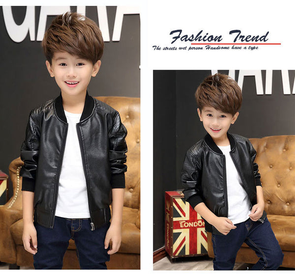 4447 Kids fashion Pakistan korean style leather and inside furr jacket for boys