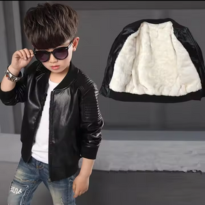 Kids fashion Pakistan korean style leather and inside furr jacket for boys