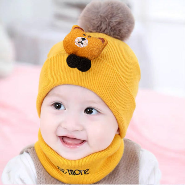 4316 Kids caps newborn baby woolen cap without neck scarf for boys and girls