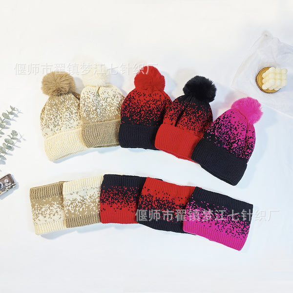 4326 Kids caps printed cap with pompom soft warm cap for boys and girls