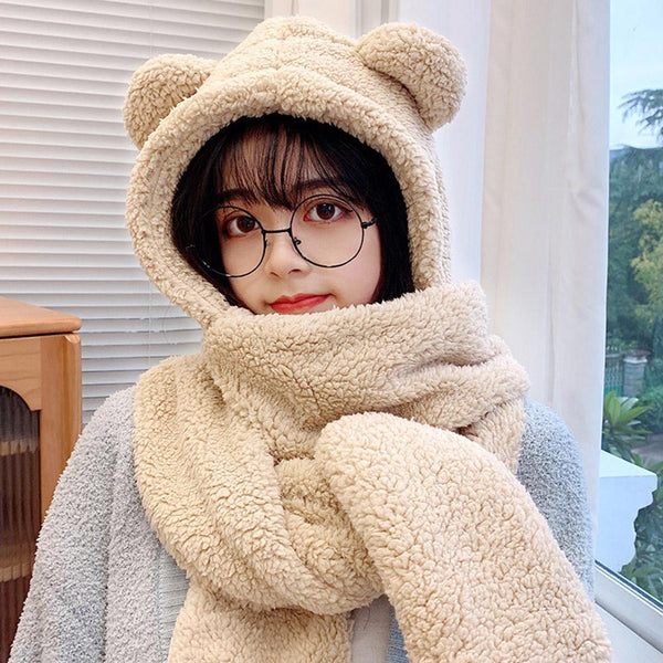 4334 Kids fashion little bear style cap + scarf with gloves 3 piece set for girls