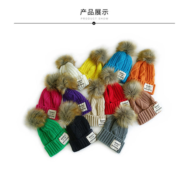 4336 Girls caps children pattern pointed baby warm wool cap for girls and boys