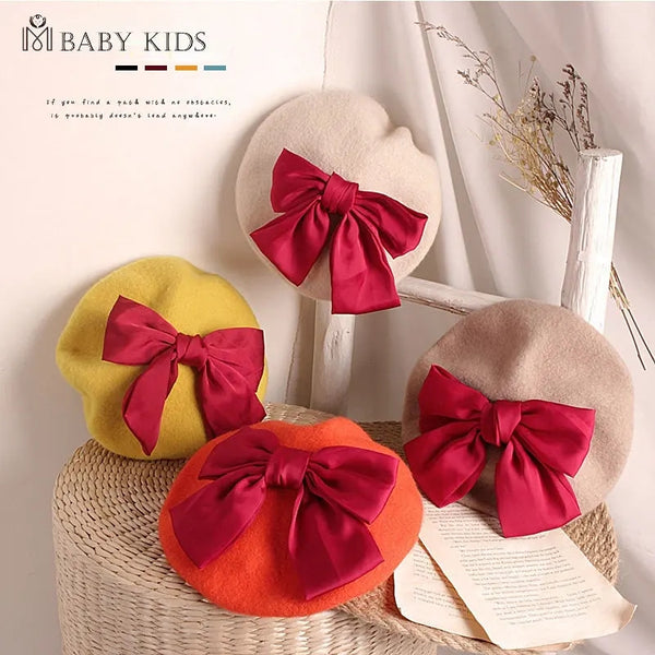 4346 Kids cap big bowknot style fashion cap for girls