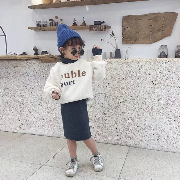 Kids clothing brands full sleeve shirt with skirt 2 pcs dress for girls