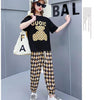 Kids wear bear print shirt with trouser 2 piece dress for girls