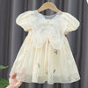 Infant clothing bubble sleeves back small wings double layared princess frock for girls