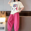 Girls clothes 3D patchwork t-shirt + plan drawstring trouser 2 pcs tracksuit for girls