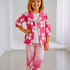 Girls' 3-Piece Pink Floral Co-ord Set with Jacket, Graphic Tee, and Pants
