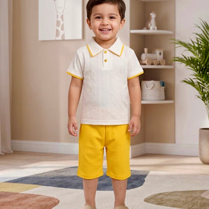 Toddler Boys 2-Piece Preppy Knit Polo & Shorts Set