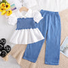 Kids fashion top and wide-leg pant two-piece cross-border style dress for girls