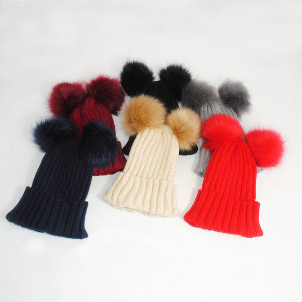 Western caps same colour pom pom soft cap for girls and boys