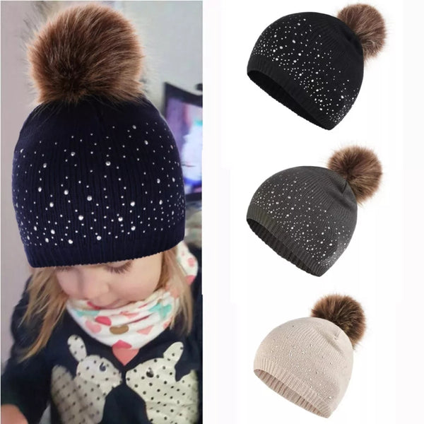 4303 Kids fashion beanie hat soft single pom pom cap for girls